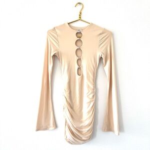 Oh Polly Cream Long Sleeve Mini Dress